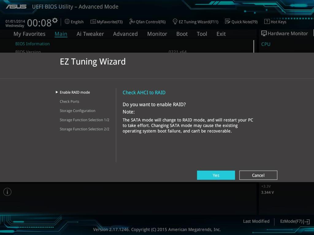 2.2.4 Anleitung Mit dem EZ Tuning Wizard können Sie auf einfache Weise ein RAID in Ihrem System festlegen, wenn Sie diese Funktion verwenden.