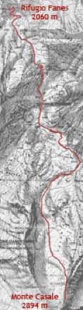(3) Monte Casale (2894 m) Wie in Beschreibung (2) bis zum Monte Castello. Weiter auf dem gleichen Steig in südliche Richtung erreicht man den Gipfelaufbau des Monte Casale.