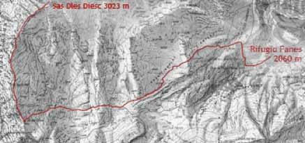 (9) Via della Pace - Friedensweg Der Friedensweg (Via della Pace) verbindet die westliche Bergkette von Fanes, zwischen Monte Vallon Bianco und Monte Cavallo.