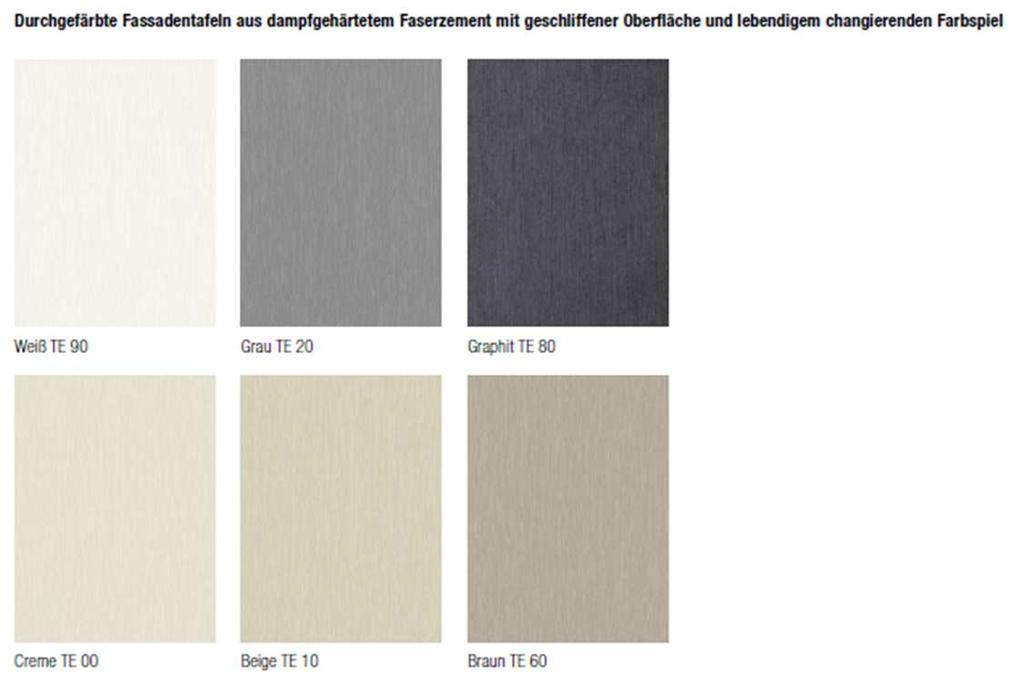 Farben 6 Farbtöne Anwendung Fassadenbekleidung Dicke 8 mm Eternit AG - Alle Inhalte sind