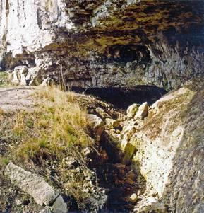 Am nördlichen Boden der insgesamt 10 m langen Nische befindet sich der nur 0,25 m hohe Quellspalt. Eine kluftorientierte Höhle führt 25 m hinab bis zum Niveau des Donau-Wasserspiegels.