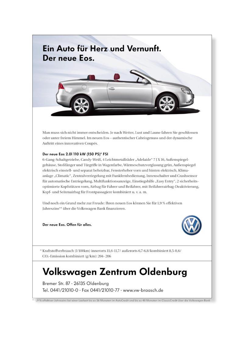 Diese Anzeige ist wertvoll. Anzeige ausschneiden und mit zur Eos-Premiere ins Volkswagen Zentrum Oldenburg bringen.