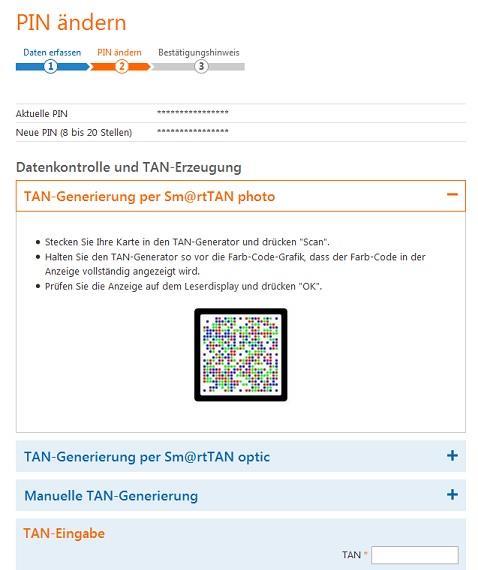 2.1 TAN-Bestätigung mit Sm@rtTAN photo Stecken Sie Ihre Karte in den TAN-Generator und drücken Sie "Scan".