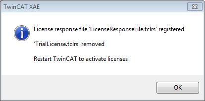 betroffenen Demo-Lizenzen werden entfernt 22. Starten Sie TwinCAT neu, um die Lizenz zu aktivieren HINWEIS!
