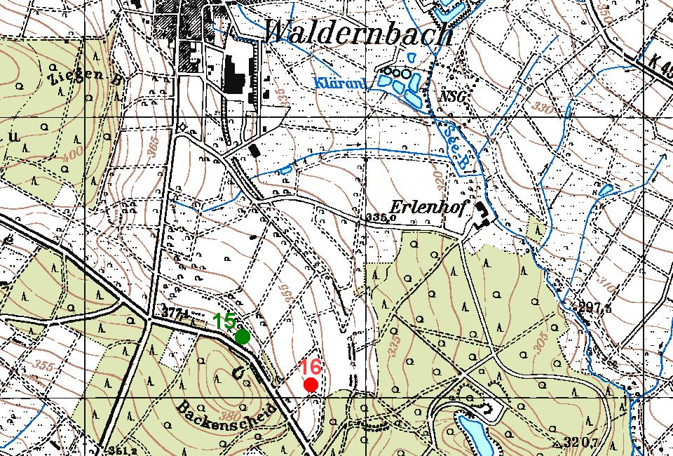 Abb. 10: Lage der Äcker südlich Waldernbach