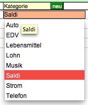 FreeWare «Hauskasse» Seite 4 von 8 Bei den Kategorien und Konten klappt jeweils eine Liste auf, aus der Sie den gewünschten Eintrag mit der Maus anklicken können.