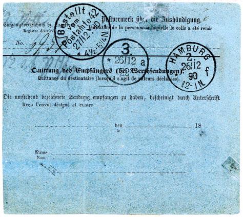 Mitte Mai 1890 erhielt die Reederei vom Reichspostamt Berlin die Genehmigung, Postpakete bis max. 5 kg zu befördern.