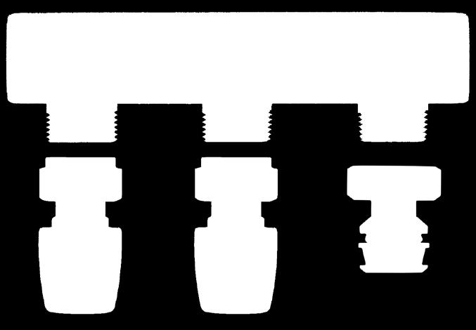 Kombinationen von Abgängen nach oben oder unten möglich Programme de distributeurs en bronze permettant l assemblage avec raccords Profix, Flowpress et raccords à visser pour tuyaux, dans les