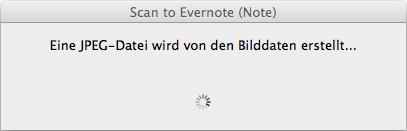 Den ScanSnap mit dem Quick-Menü bedienen (für Mac OS Benutzer) 3. Klicken Sie auf das [Scan to Evernote (Note)] Symbol. Evernote für Mac startet und die JPEG-Datei wird in Evernote gespeichert.
