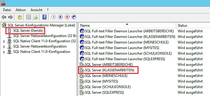 Abb. 77: SQL Server-Dienste 2. Klicken Sie im linken Fenster auf SQL Server-Dienste. 3.