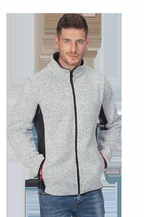 Knit Jacket Workwear Jackets Strickfleece Jacke mit Stehkragen, Innenkragen mit Nackenband in Kontrastfarbe, Seiten- und Armeinsatz in