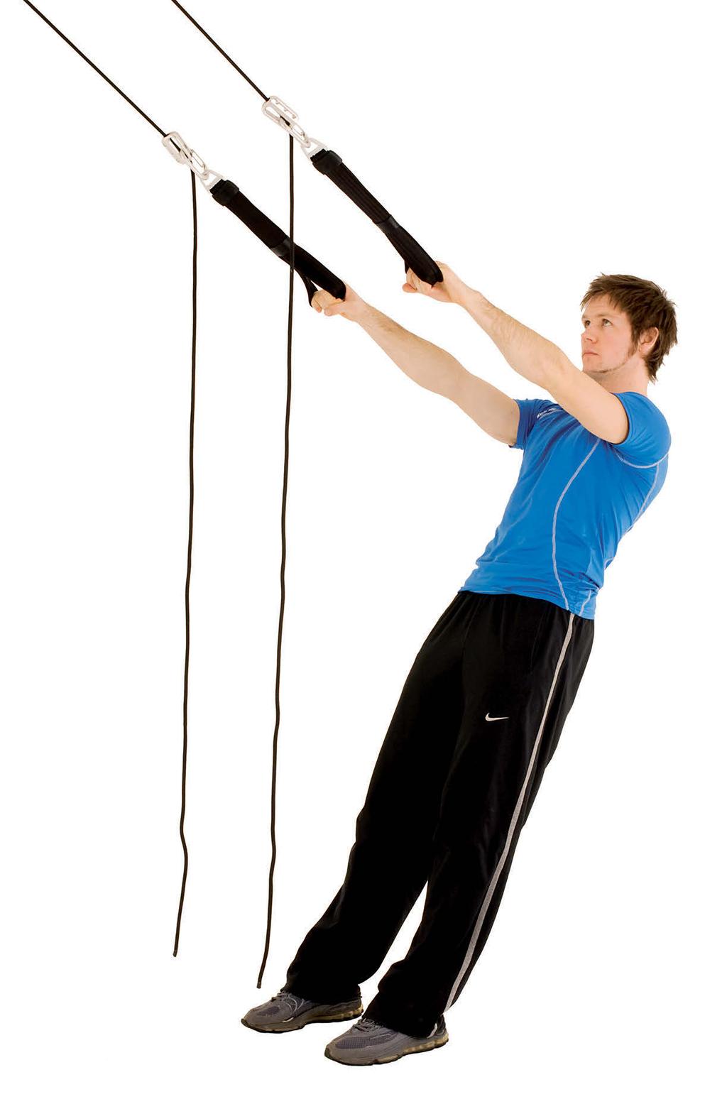 26 Trainieren mit Schlingen Grundlage: Nach hinten geneigte Position Stellen Sie den Schlingentrainer auf die angegebene Höhe ein.