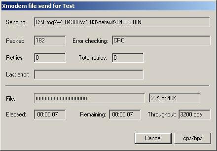 Software / Parametrierung Schritt 6 Bild 13 Screenshot: Statusfenster während d. Dateiübertragung m.