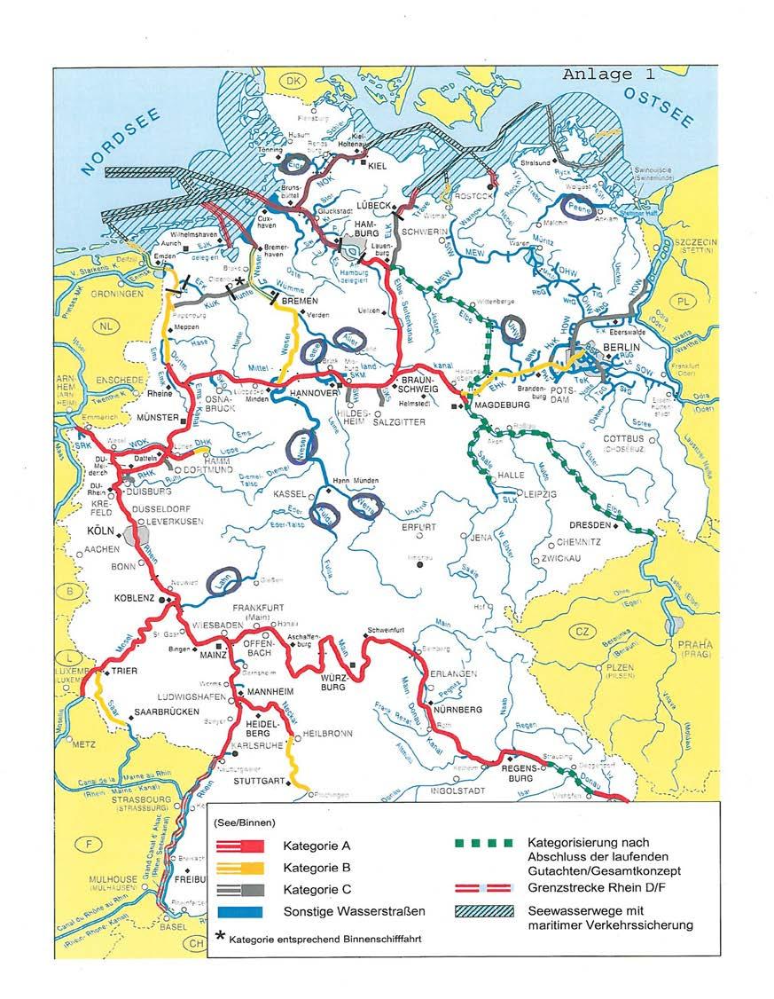 Gliederung der Bundeswasserstraßen