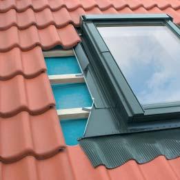 Eindeckrahmen für hochprofilierte Eindeckmaterialien EHN Der Eindeckrahmen EH ermöglicht den Anschluss der Fenster an hochprofilierte Eindeckmaterialien wie Dachziegel oder Hochprofilblech mit einer