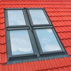 KOMBIEINDECKRAHMEN Module für den Blockeinbau Mit dem Kombi-Eindeckrahmensystem lassen sich Fenster beliebig nebeneinander, übereinander oder als Block in die Dachfläche einbauen.