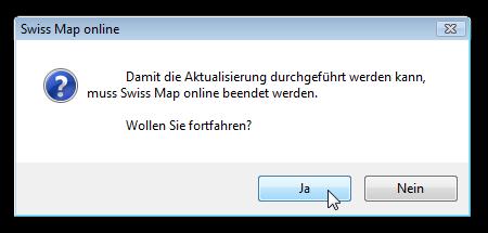 2.2 Windows 7 / Vista Um die neuste Version der Swiss Map online zu installieren, klicken Sie bei der folgenden Meldung, welche unmittelbar nach dem Start