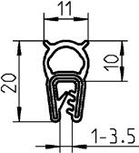 (2) Stahlfederkern Brandschutz Dichtprofil Siliconvollmaterial 1234 graphitgrau 65 ±5 Shore A 1011-S47-BF