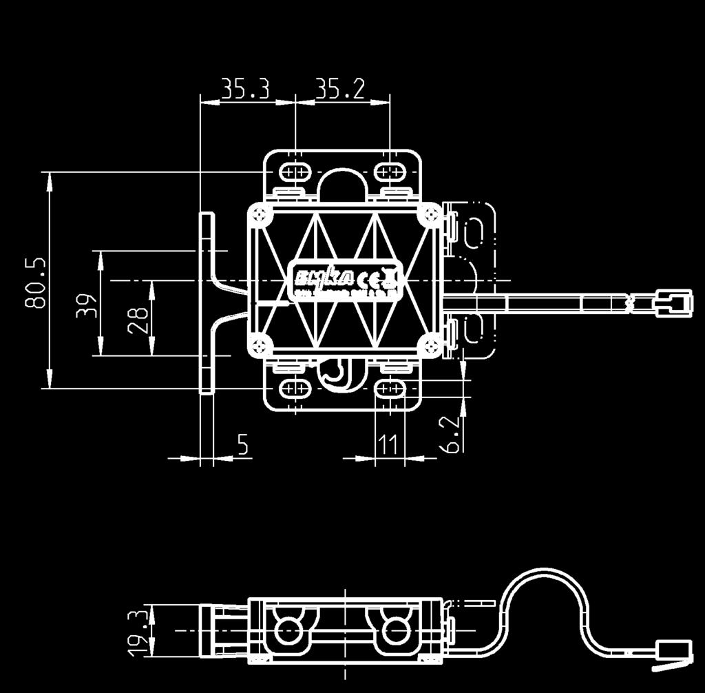 Verschlusshalter AISI 316; Getriebemotor; Elektronik; Kabel mit RJ-Stecker 150