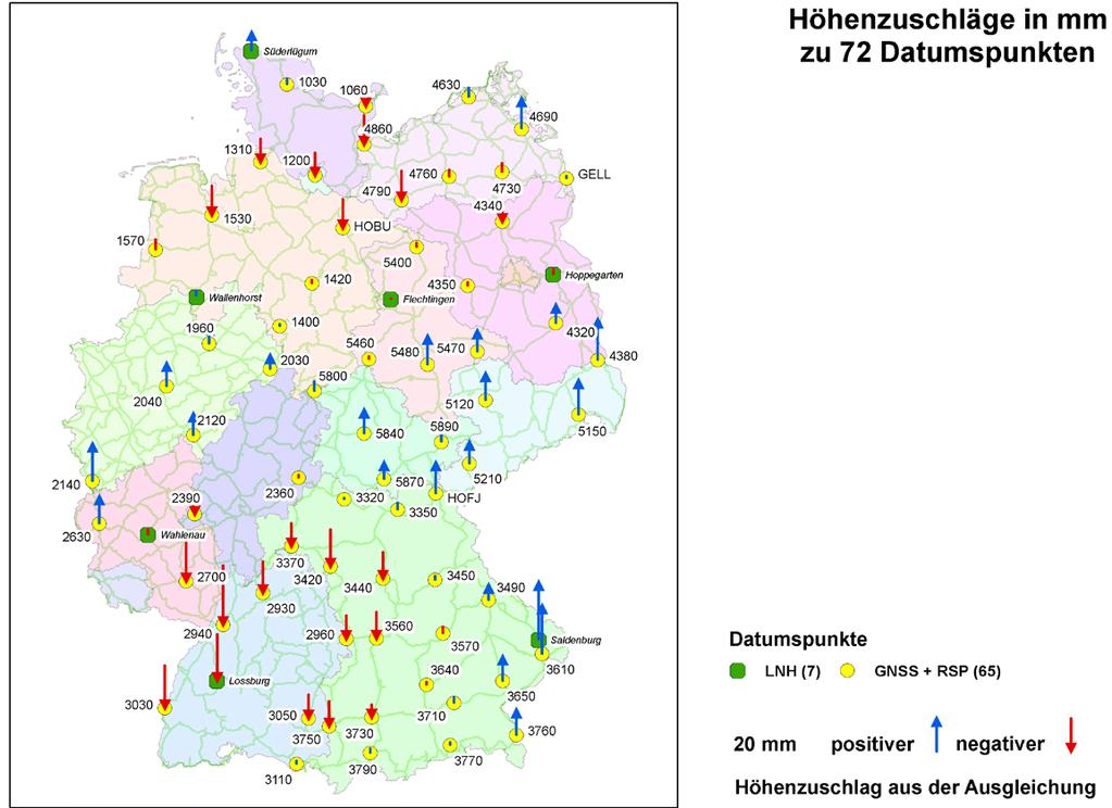 Höhenänderungen in den Datumspunkten Änderung Kirche Wallenhorst (Datumspunkt DHHN92):