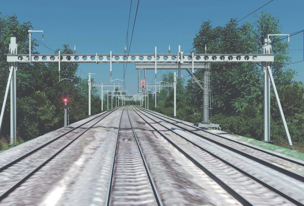 ELFF ermöglicht eine von der Bauart unabhängige Planung der Fahrleitungsanlagen auf der Basis eines 3D-Modells mit Gleis, Gelände und Fahrleitung.