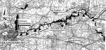 Abb. 4 in der Stadt Brandenburg und der Sacrow- Paretzer Kanal (SPK) bei Potsdam verkürzen den Verlauf der Havel (Abb. 4).