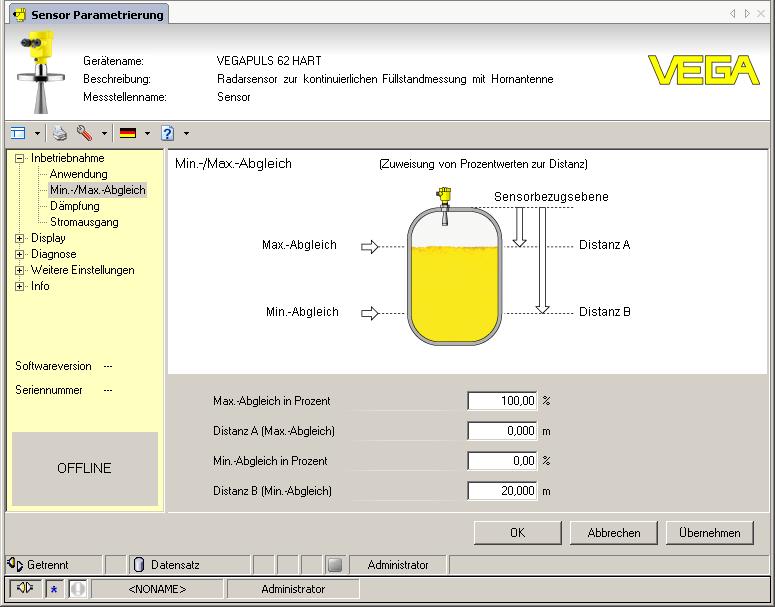 7 In Betrieb nehmen mit PACTware Abb. 42: Beispiel einer DTM-Ansicht Standard-/Vollversion Alle Geräte-DTMs gibt es als kostenfreie Standardversion und als kostenpflichtige Vollversion.