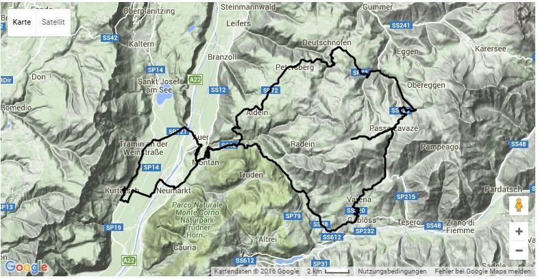 Roadbike: Weißhornumrundung Panoramablicke auf die Gebirgsgruppen Brenta, Dolomiten und Lagorai Wir fahren von Kurtatsch über Neumarkt und Montan nach Aldein und weiter nach Petersberg und