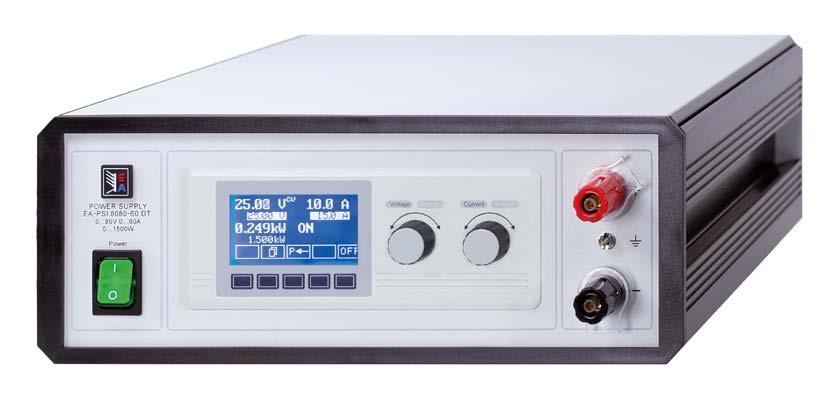 EA-PSI 8080-60 DT EA-PSI 8080-60 DT Weiteingangsbereich 90...264V mit aktiver PFC Hoher Wirkungsgrad bis 92% Ausgangsleistungen: 320W bis 0...1500W Ausgangsspannungen: 0...16V bis 0.