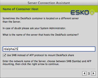 manuell festzulegen. 4. Ermöglicht Ihnen den Namen des Servers festzulegen, der die Dateifreigabe von DeskPackcontainer hostet.