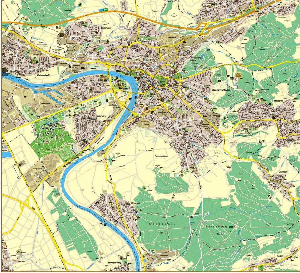Stadtplan Oberzentrum der Region bayerischer Untermain Metropolregion