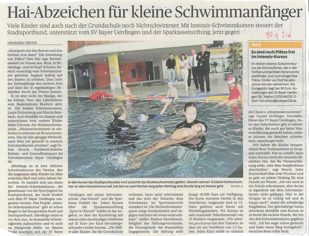 In: Rheinische Post. 19. Juli 2016.) (Fehrmann, Chrismie: Rückenschwimmen mögen alle kleinen Haie.