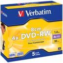 DVD+RW Colours 4,7GB 4x 5er Pack Colour Slim Case OPP 43297 8cm DVD+RW 8 cm DVD-RW sind wiederbeschreibbare Disks mit einem Außendurchmesser von 8 cm, die für Camcorder mit einer Speicherkapazität