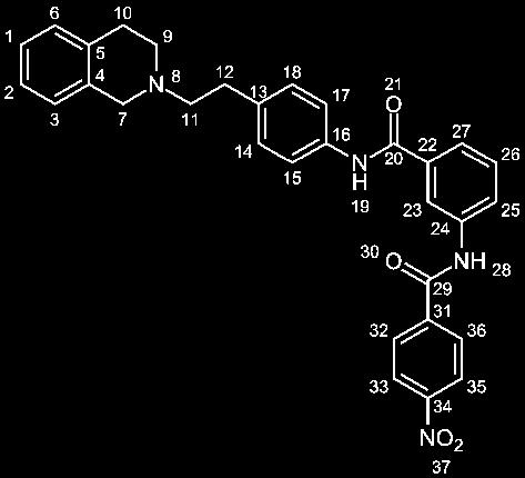 72 Experimenteller Teil 6 (N-[4-{2-(3,4-Dihydro-H-isochinolin-2-yl)ethyl}-phenyl]-3-(4-nitrobenzamido)-benzamid) 0.