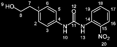 Experimenteller Teil 235 64 (-(4-(2-Hydroxyethyl-)phenyl)-3-(2-nitrophenyl)-harnstoff) 6 mmol (823 mg) 4-Aminophenethylalkohol und 0 Tr.