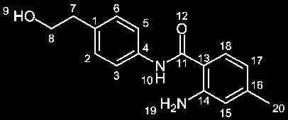 Experimenteller Teil 255 95 (2-Amino-N-(4-(2-hydroxyethyl)-phenyl)-4-methylbenzamid) 3 mmol (90 mg) N-[4-(2-hydroxyethyl)-phenyl]-4-methyl-2-nitrobenzamid 88 wurde nach AAV6 umgesetzt.