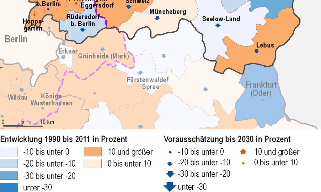 1999 21 23 25 27 29 211 Land Brandenburg Landkreis LK Berliner Umland LK Weiterer Metropolenraum Ende 211 weist MOL mit 187.85 Einwohnern von allen Kreisen die dritthöchste Einwohnerzahl auf.