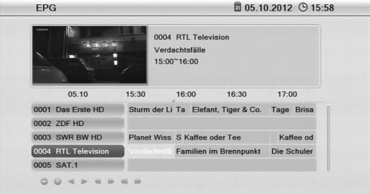 Grundlegende Bedienung Drücken Sie die Tasten und, um innerhalb eines Programms jeweils eine Sendung vor und zurückzublättern.