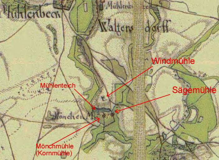 Alte Landkarte Mühlenbeck und Umland Ausschnitt Bereich