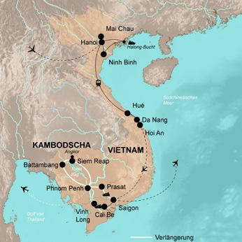 Vietnam 16 Tage ab 1.899, Vietnam mit Verlängerung Kambodscha 23 Tage ab 2.399, Unterkünfte und Verpflegung Auf dieser Rundreise durch Vietnam und Kambodscha nutzen wir HH HHH Hotels.