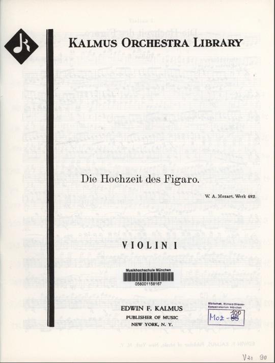 Abbildung 6 Stimme, Violine 1, Titelblatt AG RDA