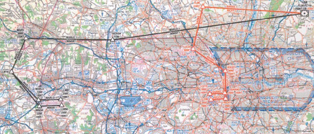 Anflug auf London-Heathrow: dichtbesiedelte Gebiete