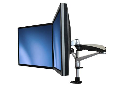 Wenn die Monitore nebeneinander angeordnet werden, ist der Dual-Monitorhalter für zwei Monitore von 12 Zoll bis 30 Zoll geeignet.