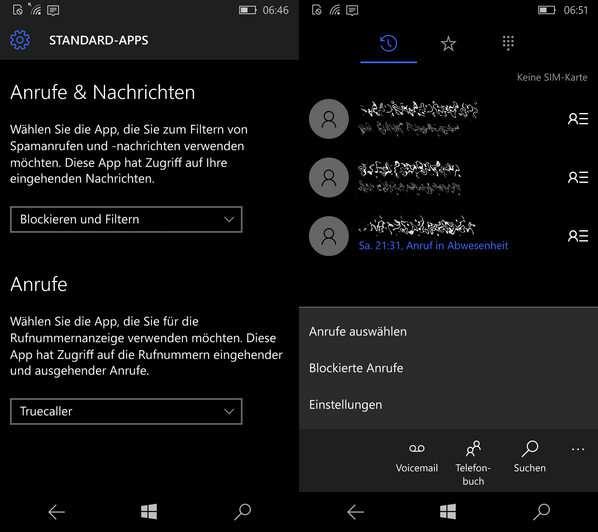 Bei Windows 10 Mobile finden Sie die Funktion unter Einstellungen/System/Handy, dann springen Sie in die Telefon-App und tippen dort auf die drei