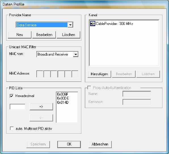 Programme verwalten Die Option Programm Management ist nicht für den Datenempfang notwendig.