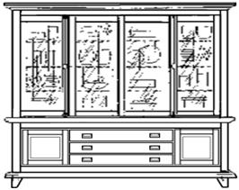 Buche massiv Rahmenkonstruktion kombiniert mit Türfüllungen und Einzelteilen in MDF Ausführung