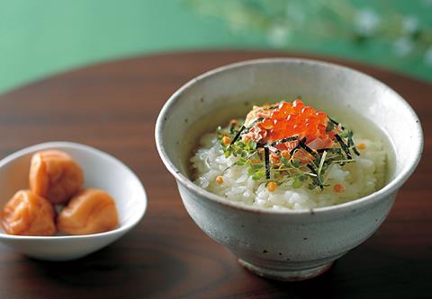 Ochazuke お茶漬け Reis Topping Fisch Algen Blattgemüse Arare / Backerbsen Tsukemono /