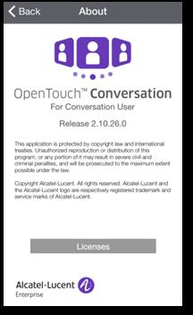 Bereitstellung der Anwendung OpenTouch Conversation In diesem Dokument werden die Funktionen der OpenTouch Conversation-Anwendung für iphone beschrieben.