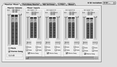 Delta Control Panel Monitor Mixer Alle Delta-Karten verfügen über einen internen 36Bit Hardware Mixer. In diesem Menü können Sie diesen einstellen.