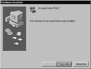 Klicken Sie auf Fertigstellen um den Installationsvorgang abzuschliessen. Windows ME (VXD-Treiber Version 4.x) Die Installation verläuft prinzipiell wie bei Windows 98.